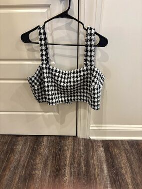 ASOS DESIGN Houndstooth Crop Top - Black & White